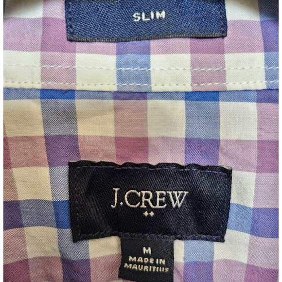 J.Crew Men's Button Down Shirt Sz Medium Slim Blue/Pink/White Plaid Long Sleeve - Picture 3 of 4